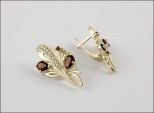 Серьги из серебра с гранатом и фианитами 2 капли 4х6 мм круг 2 мм 10953