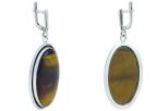 Серьги тигровый глаз овал. Вес 17,0 гр.