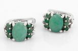 Серьги из серебра с изумрудом овал 6х8 мм 11499