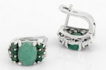 Серьги из серебра с изумрудом овал 6х8 мм 11499