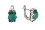 Серьги из серебра с изумрудом овал 6х8 мм 11499