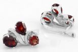 Серьги из серебра с гранатом 3 камня 11707