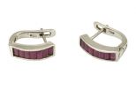 Серьги из серебра с рубином 7 прямоугольников 2х4 мм 14015