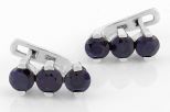 Серьги из серебра с сапфиром 3 круга 5 мм 14047