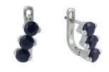 Серьги из серебра с сапфиром 3 круга 5 мм 14047