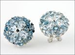 Серьги из серебра с топазом 4 овала 6х8 мм 20 кругов 4 мм 14079