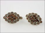 Серьги из серебра с гранатом 9 маркиз 3х5 мм 12 кругов 2 мм 14124