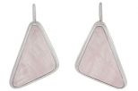 Серьги из серебра с розовым кварцем треугольник 22х22х31 мм 16045