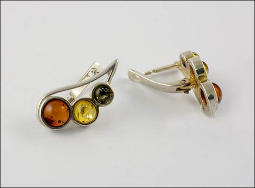 Серьги из мельхиора с янтарём 16528 купить в магазине Самоцветы мира