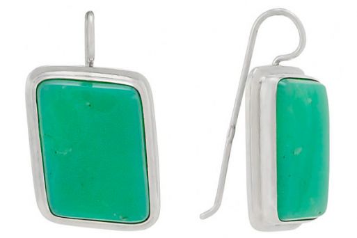Серьги из серебра 925 пробы с хризопразом.