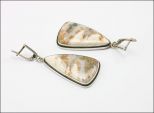 Серьги из серебра с агатом пейзажным капля 18х25 мм 17214
