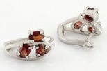Серьги из серебра с гранатом 2 овала 4х6 мм круг 4 мм 17262
