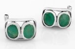 Серьги из серебра с изумрудом 2 овала 7х9 мм 17425