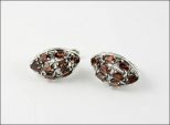 Серьги из серебра с гранатом 8 овалов 5х7 мм 20963