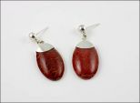 Серьги из серебра с кораллом красным овал 13х18 мм 21077