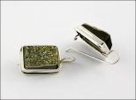 Серьги из серебра с пиритом прямоугольник 12х17 мм 21616