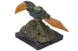 Фигурка тукан из оникса на пирите. Вес 60-100 гр.