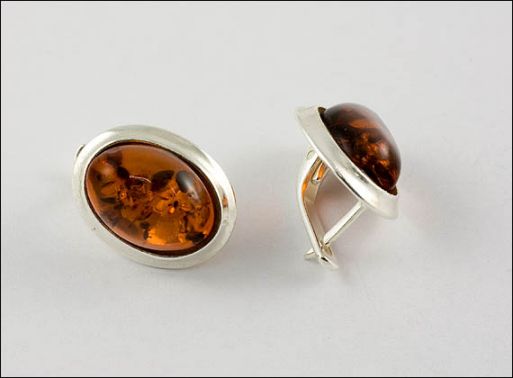 Серьги из мельхиора с янтарём 22782 купить в магазине Самоцветы мира