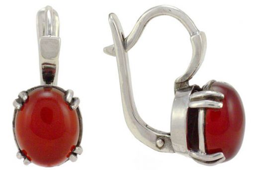 Серьги из серебра 925 пробы с сердоликом.