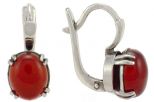 Серьги из серебра с сердоликом овал 8х10 мм паук 23019