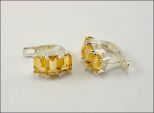 Серьги из серебра с цитрином 3 прямоугольника 4х8 мм 23532