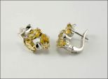 Серьги из серебра с цитрином 3 маркизы 4х8 мм 23542