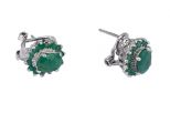 Серьги из серебра с изумрудом овал 6х8 и круги 2 мм 23554