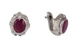 Серьги из серебра с рубином овал 9х11 мм 23713