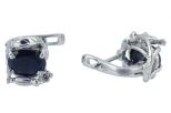 Серьги из серебра с сапфиром овал 6х9 мм и круг 23733