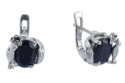 Серебряные серьги с сапфиром 23733 купить в магазине Самоцветы мира