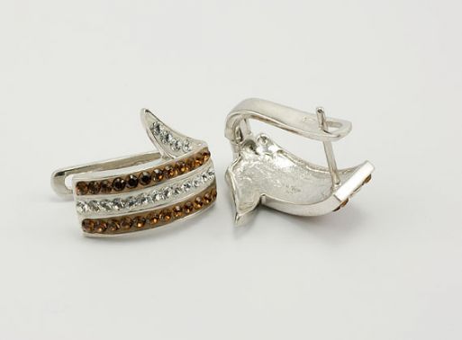 Серебряные серьги с Кристаллами Swarovski 24449 купить в магазине Самоцветы мира