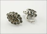 Серьги из серебра с раухтопазом 9 маркиз 3х6 мм 12 кругов 2 мм 24651