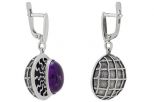 Серьги из серебра с аметистом овал 10х15 мм 24942