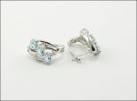 Серьги из серебра с топазом и фианитами 3 овала 4х6 мм 25219