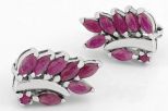 Серьги из серебра с рубином 7 маркиз 3х6 мм круг 3 мм 25271