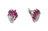 Серьги из серебра с рубином 5 маркиз 3х5 мм 5 кругов 2 мм 25273