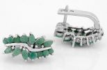 Серьги из серебра с изумрудом маркизы и круги 25299