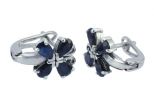 Серьги из серебра с сапфиром 4 капли 3х4 мм 25335
