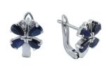 Серьги из серебра с сапфиром 4 капли 3х4 мм 25335