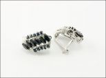 Серьги из серебра с сапфиром 6 маркиз 3х5 мм и 10 кругов 2 мм 25338