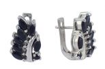 Серьги из серебра с сапфиром 7 маркиз 3х6 мм и круг 25339