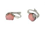 Серьги из серебра с кораллом розовым овал 8х10 мм паук 25870