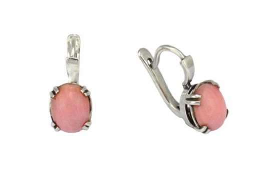 Серебряные серьги с кораллом 25870 купить в магазине Самоцветы мира