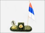 Визитница с часами, глобус,флаг 240х95х70мм