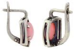 Серьги из серебра с кораллом розовым овал 8х10 мм ящик 27255