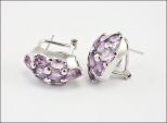 Серьги из серебра с аметистом 8 овалов 5х7 мм 27693