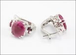 Серьги из серебра с рубином овал 8х10 мм 6 кругов 2 мм 27737