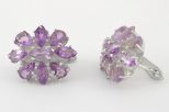 Серьги из серебра с аметистом 5 маркиз 4х8 мм 4 капли 6х8 мм 28163