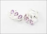 Серьги из серебра с аметистом 3 капли 4х6 мм 28166