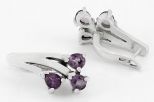 Серьги из серебра с аметистом 3 капли 4х6 мм 28169